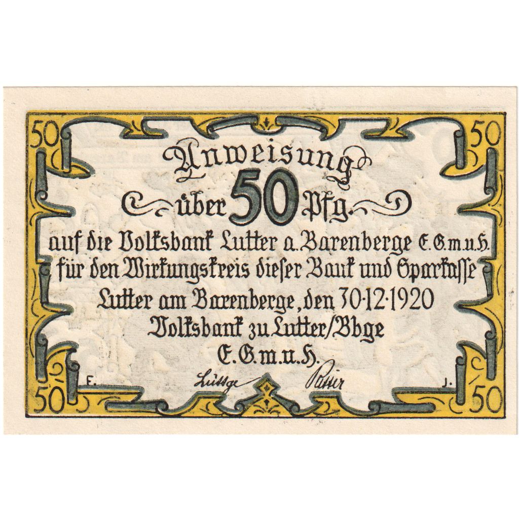 Niemcy, Lutter am Barenberge, 50 Pfennig, personnage, 1920, 1920-12-30