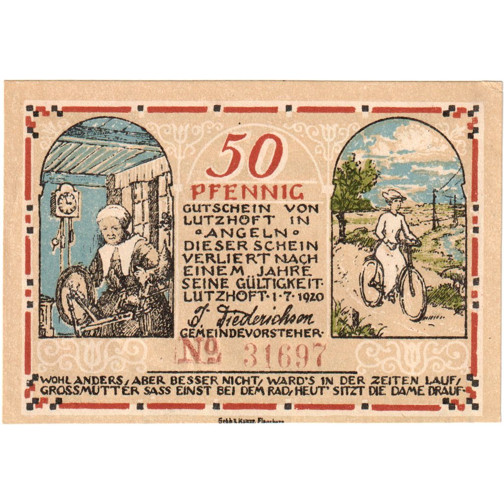 Deutschland, Lutzhoft, 50 Pfennig, paysage, 1920, 1920-07-01, UNZ-, Mehl:848.3