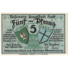 Deutschland, Lyck Stadt, 5 Pfennig, paysage 1, 1920, 1920-10-01, VZ+, Mehl:849.1