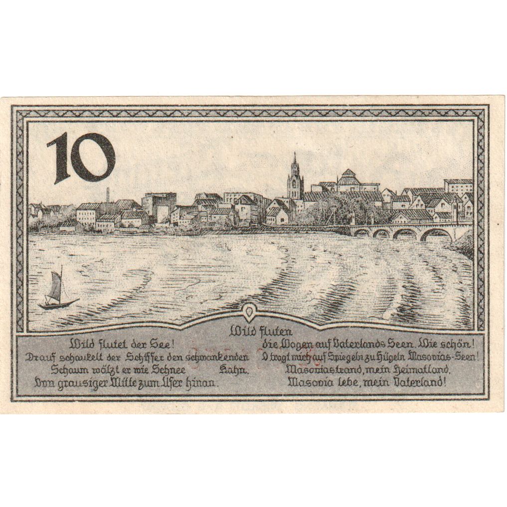 Deutschland, Lyck Stadt, 10 Pfennig, paysage, 1920, 1920-10-01, VZ+, Mehl:320.2