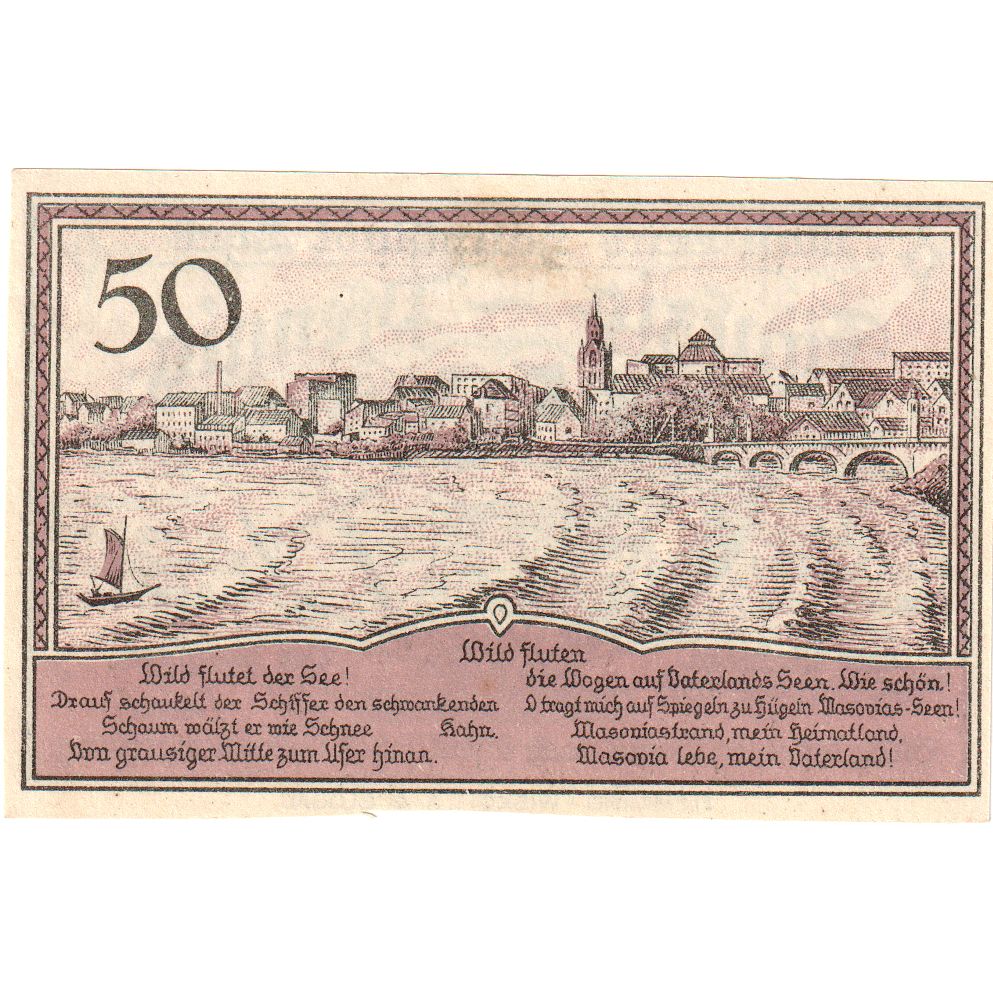 Germany, Lyck Stadt, 50 Pfennig, paysage, 1920, 1920-10-01, UNC(60-62)
