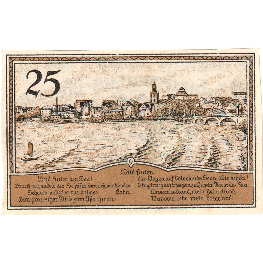 Germany, Lyck Stadt, 25 Pfennig, paysage, 1920, 1920-10-01, UNC(60-62)