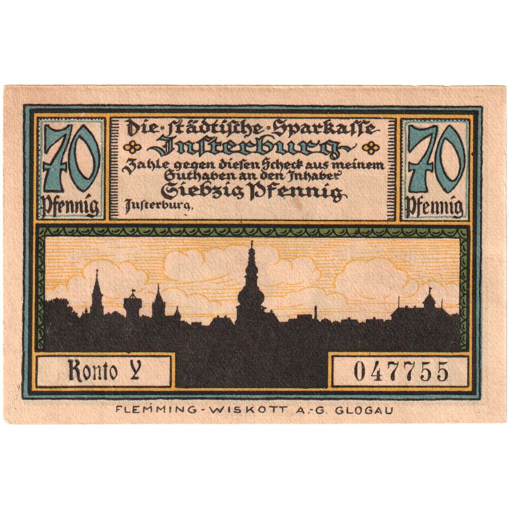 Niemcy, Insterburg, 70 Pfennig, paysage, O.D, UNC(65-70), Mehl:645.1a
