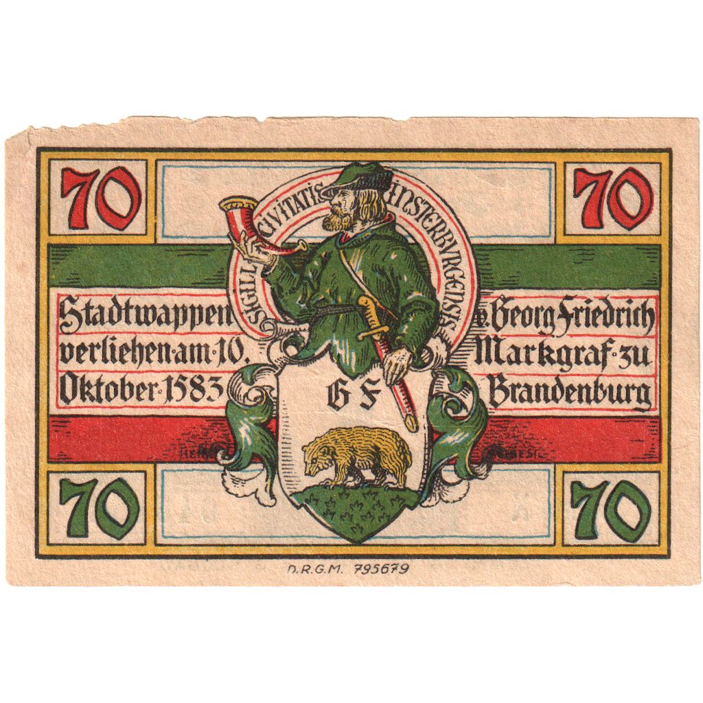 Deutschland, Insterburg, 70 Pfennig, paysage 1, O.D, UNZ, Mehl:645.1a