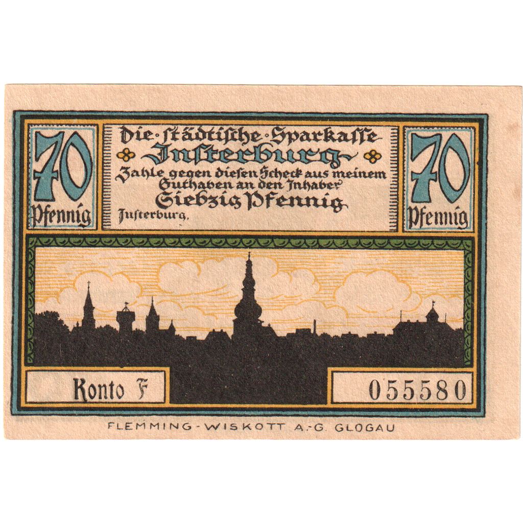 Deutschland, Insterburg, 70 Pfennig, paysage 6, O.D, UNZ, Mehl:645.1a