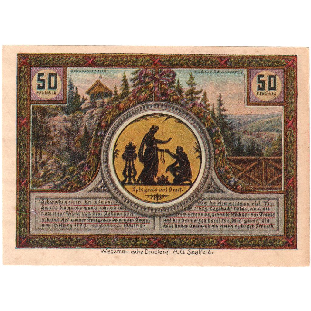 Deutschland, ilmenau, 50 Pfennig, monument 2, 1921, VZ+, Mehl:643.4