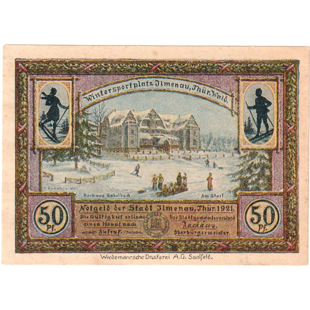 Niemcy, ilmenau, 50 Pfennig, paysage, 1921, UNC(60-62), Mehl:643.4