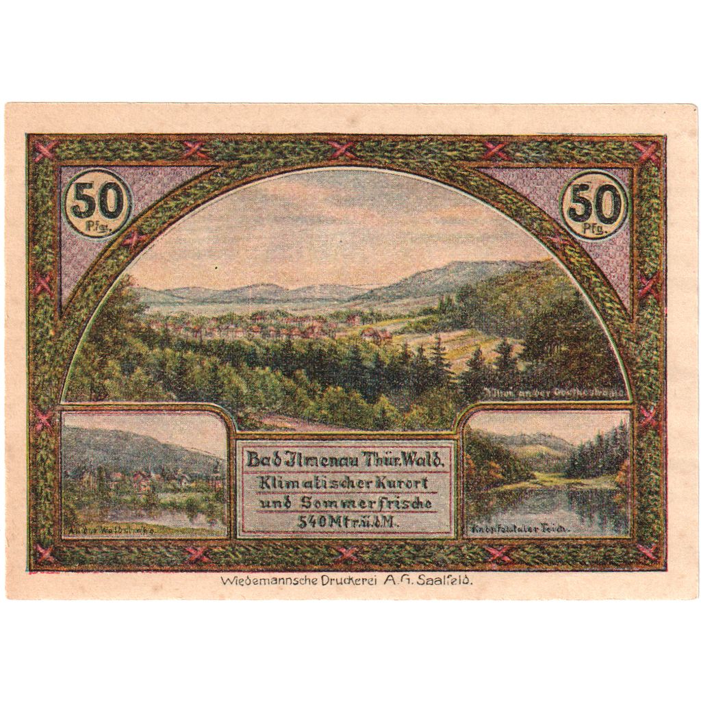 Niemcy, ilmenau, 50 Pfennig, paysage, 1921, UNC(60-62), Mehl:643.4