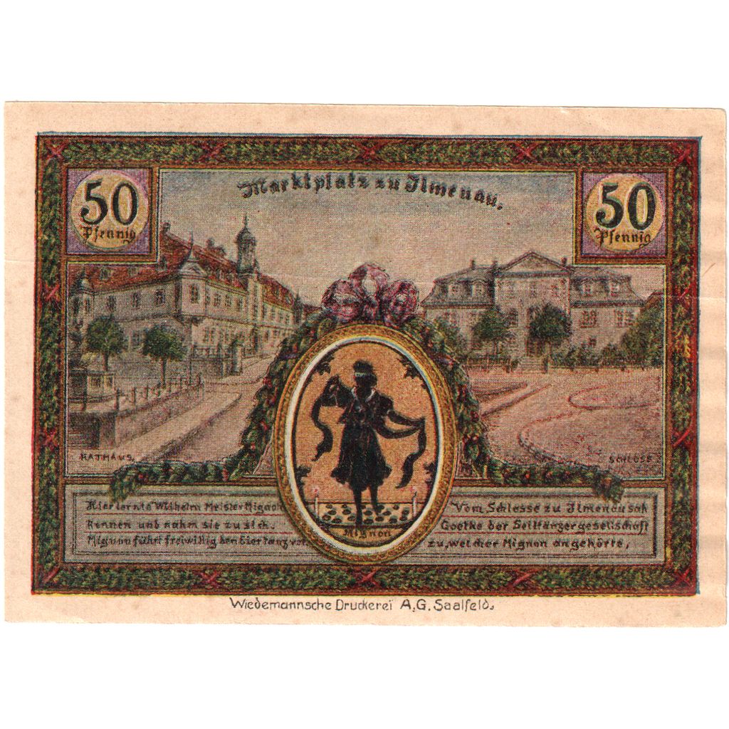 Niemcy, ilmenau, 50 Pfennig, personnage, 1921, UNC(60-62), Mehl:643.4