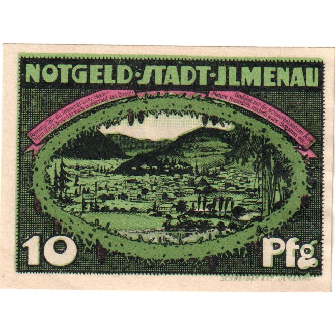 Niemcy, Ilmenau Stadt, 10 Pfennig, paysage, 1921, 1921-01-01, UNC(63)