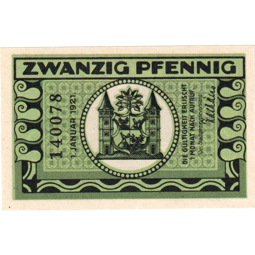 Deutschland, Ilmenau Stadt, 20 Pfennig, personnage, 1921, 1921-01-01, UNZ-