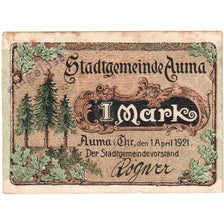 Germany, Auma Stadt, 1 Mark, personnage, 1921, 1921-04-01, UNC(65-70), Mehl:55.1
