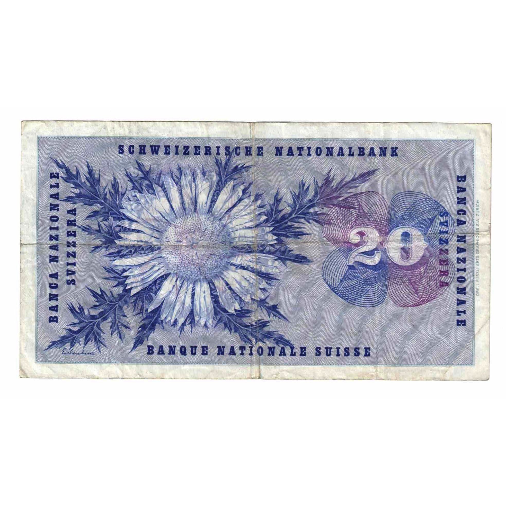 Billet, Suisse, 20 Franken, 1968, 1968-05-15, KM:46p, B