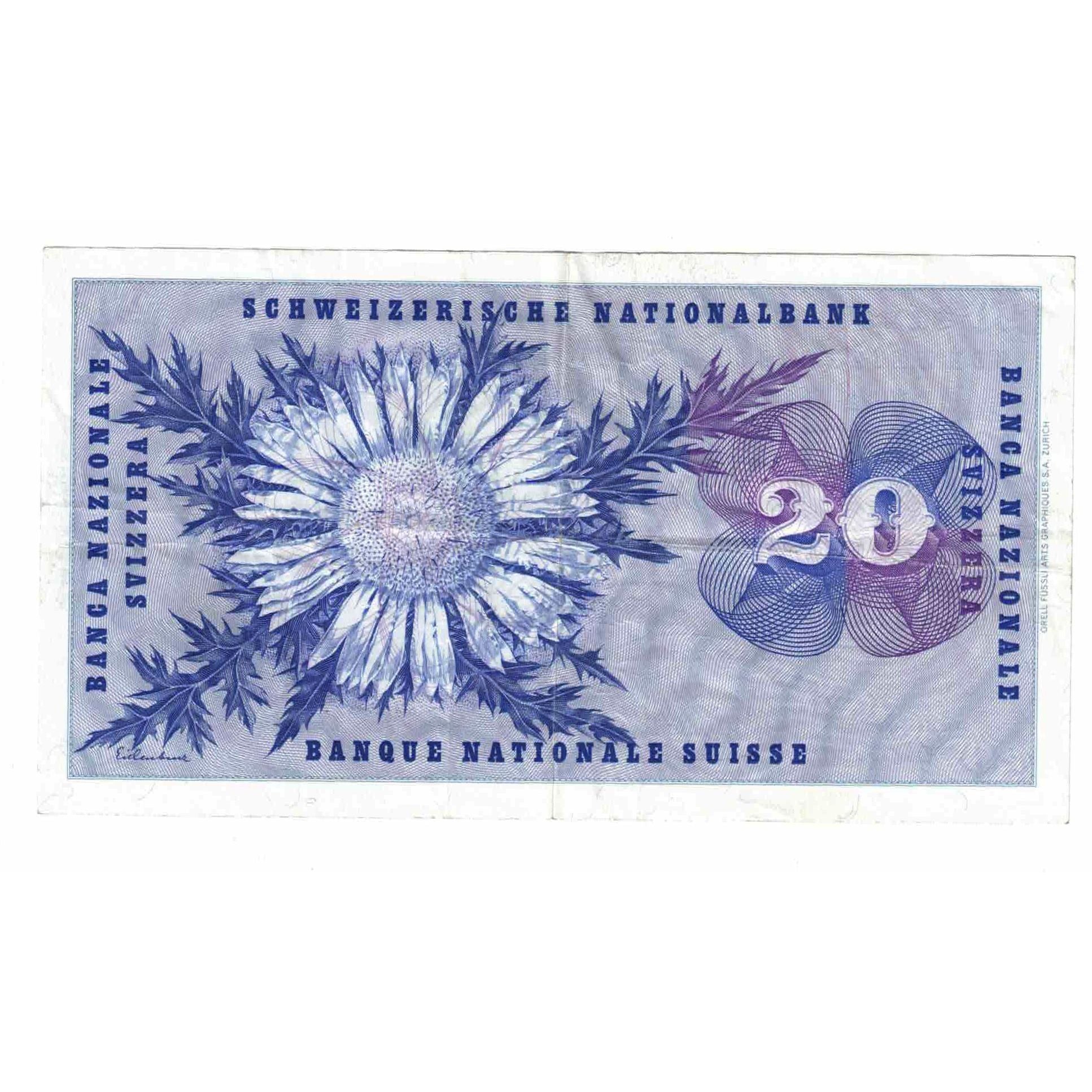 Geldschein, Schweiz, 20 Franken, 1971, 1971-02-10, KM:46s, SS