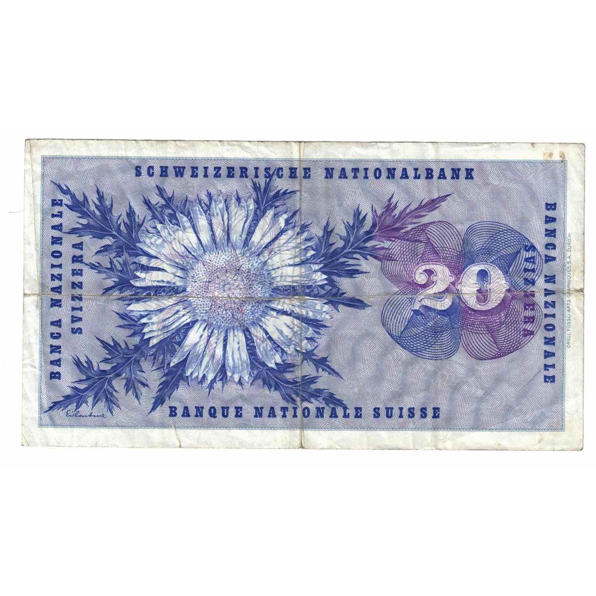 Geldschein, Schweiz, 20 Franken, 1970, 1970-01-05, KM:46r, SGE