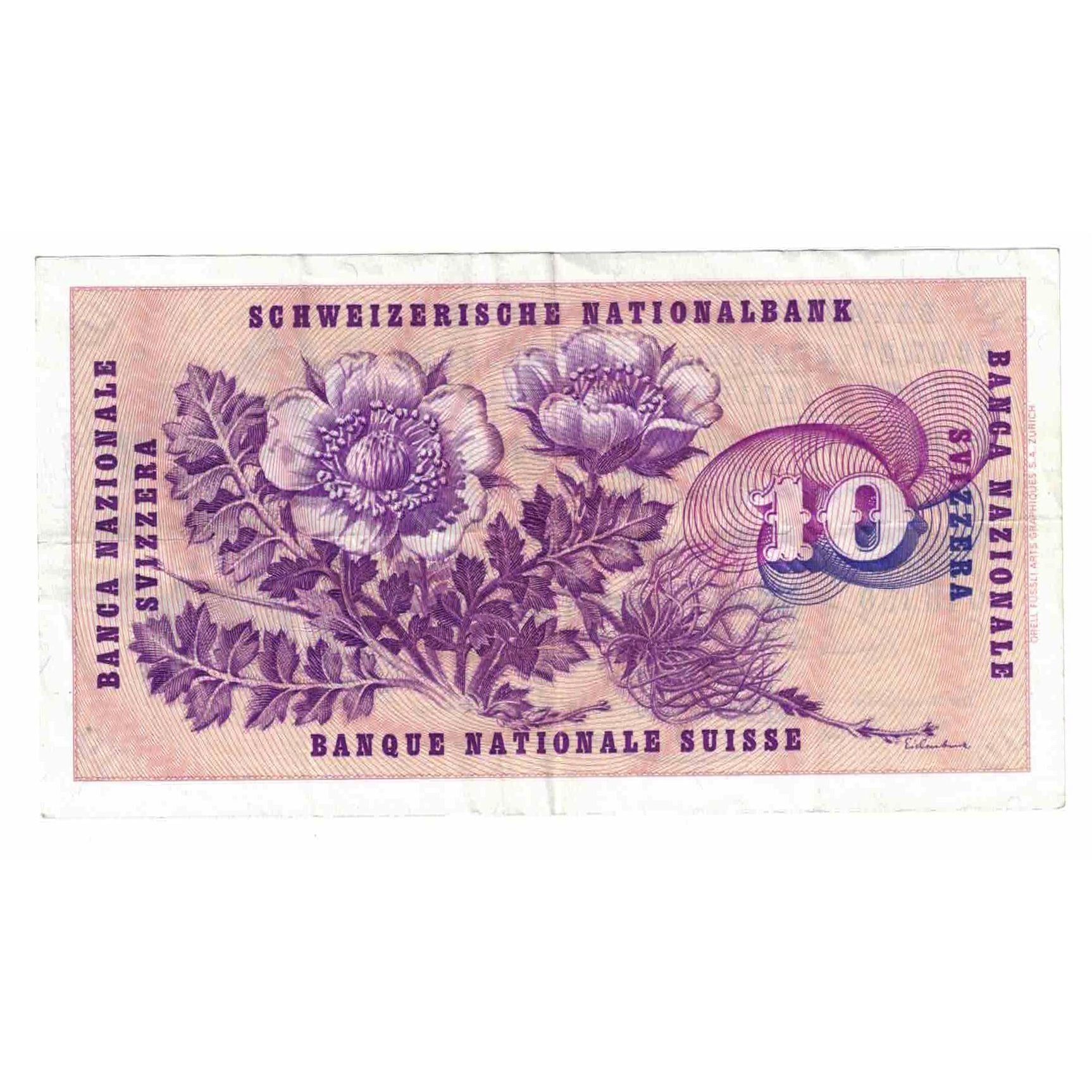 Geldschein, Schweiz, 10 Franken, 1970, 1970-01-05, KM:45p, SS
