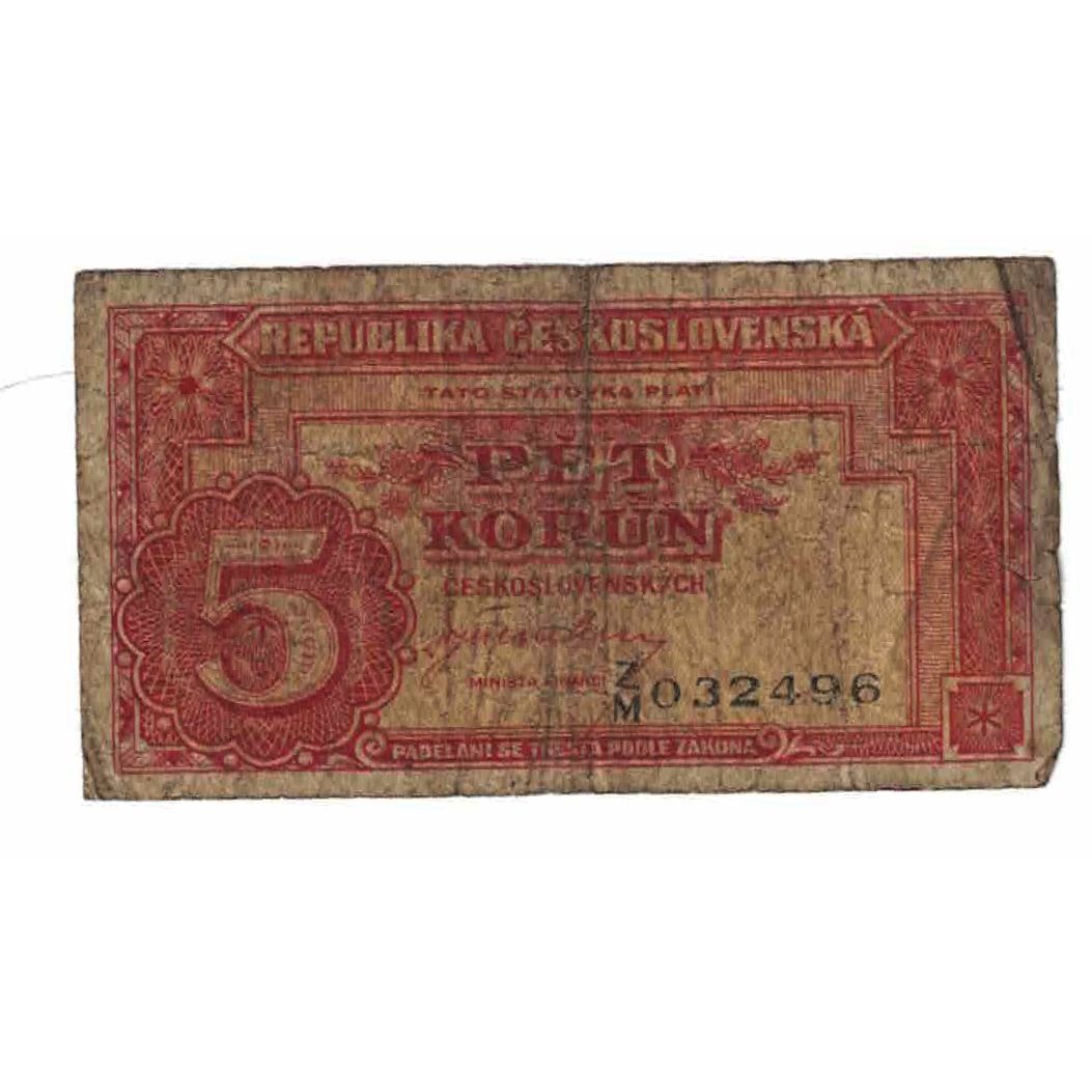 Billete, 5 Korun, 1949, Checoslovaquia, 1949-01-25, KM:68a, MC