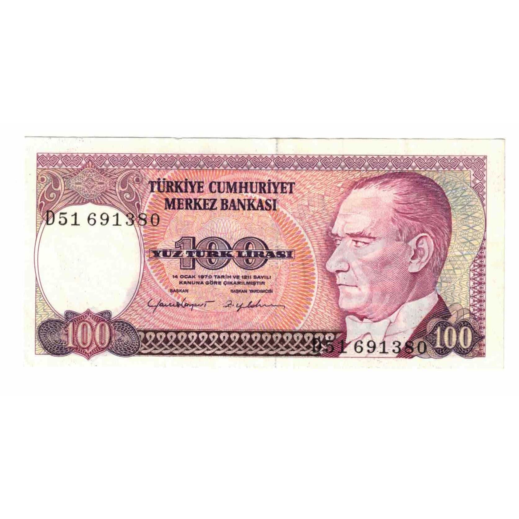 Billet, Turquie, 100 Lira, 1970, 1970-10-14, KM:194b, SUP
