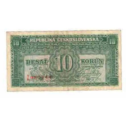 Billete, 10 Korun, undated (1945), Checoslovaquia, KM:60a, MBC