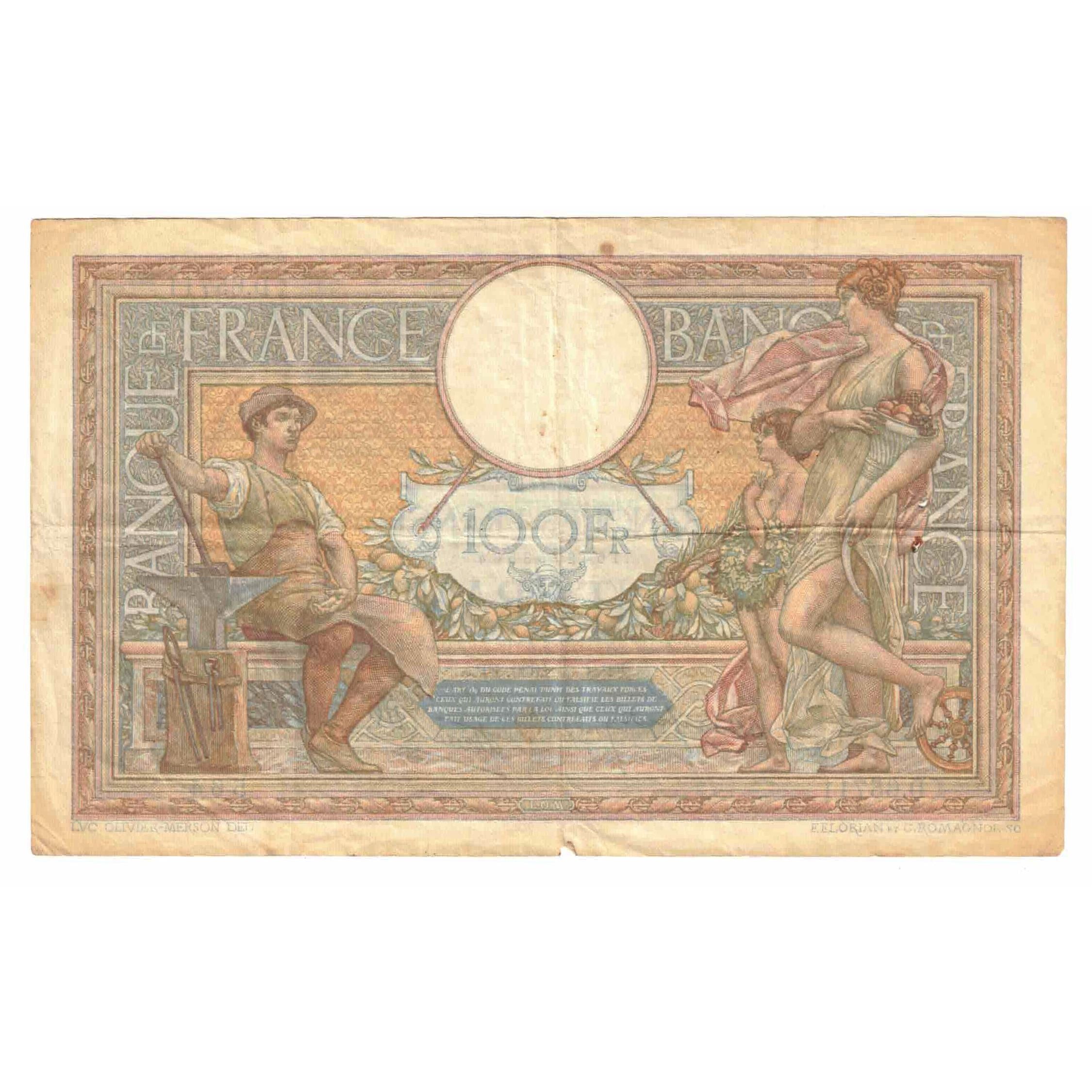 Francia, 100 Francs, Luc Olivier Merson, 1939, D.657, BB, Fayette:25.46, KM:86b