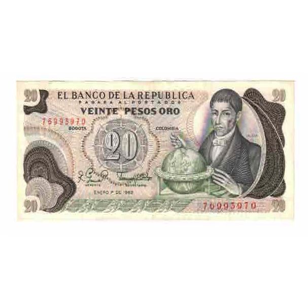 Biljet, Colombia, 20 Pesos Oro, 1981, 1981-01-01, KM:409d, SPL