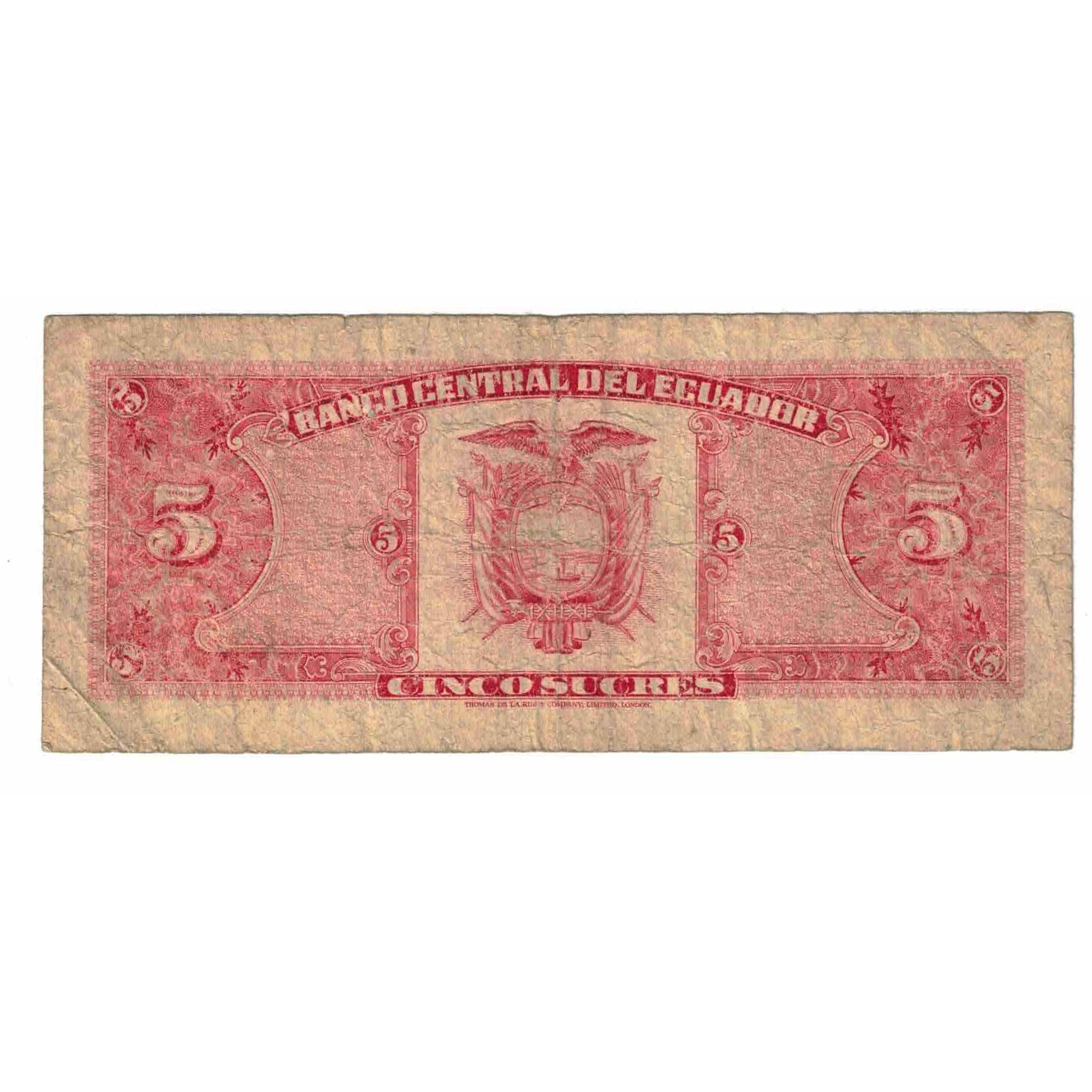 Banknot, Ekwador, 5 Sucres, 1980, 1980-05-24, KM:113c, VF(20-25)