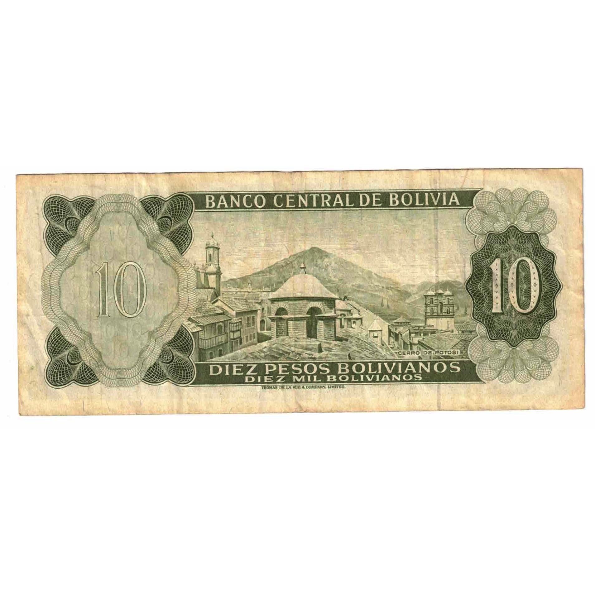 Biljet, Bolivia, 10 Pesos Bolivianos, 1962, 1962-07-13, KM:154a, TTB