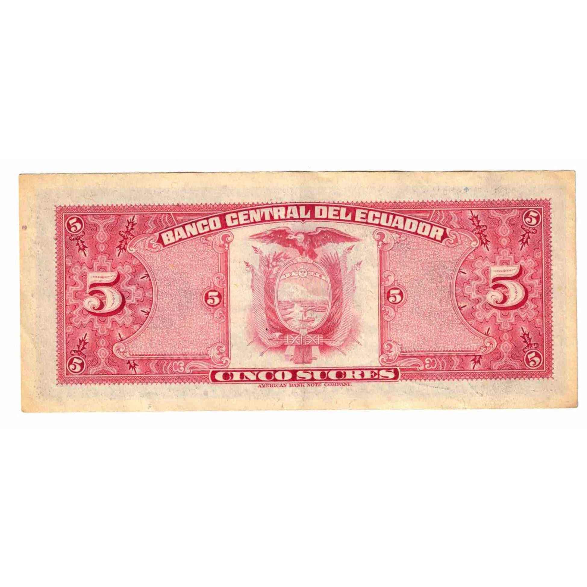 Banconote, Ecuador, 5 Sucres, 1977, 1977-04-29, KM:108a, BB