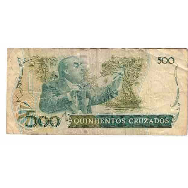 Nota, Brasil, 500 Cruzados, Undated (1987), KM:212c, VF(20-25)