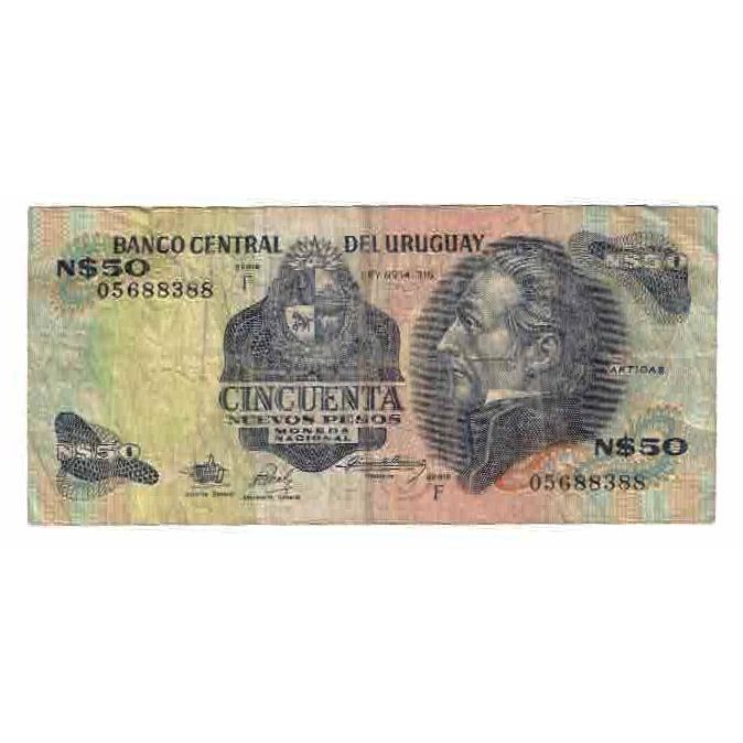Banknote, Uruguay, 50 Nuevos Pesos, KM:61a, VG(8-10)