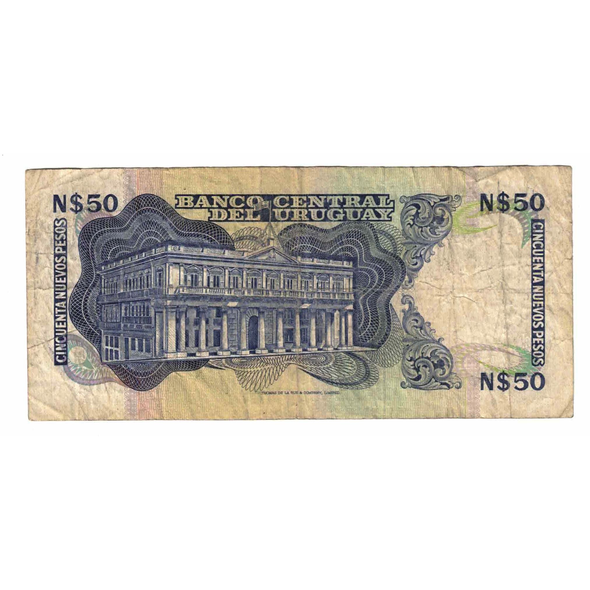 Banknote, Uruguay, 50 Nuevos Pesos, KM:61a, VG(8-10)