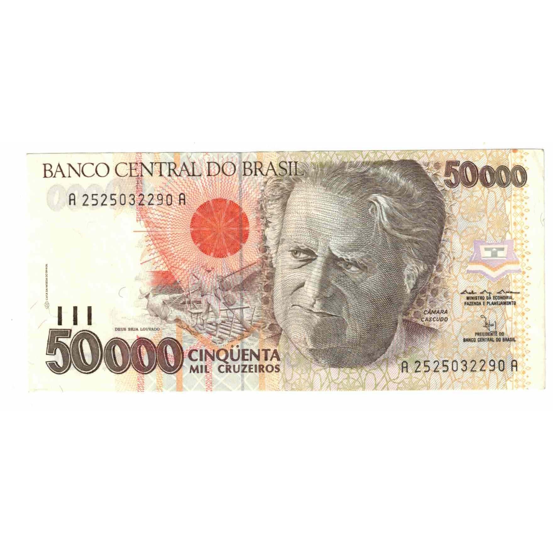 Nota, Brasil, 50,000 Cruzeiros, Undated (1992), KM:234a, AU(55-58)