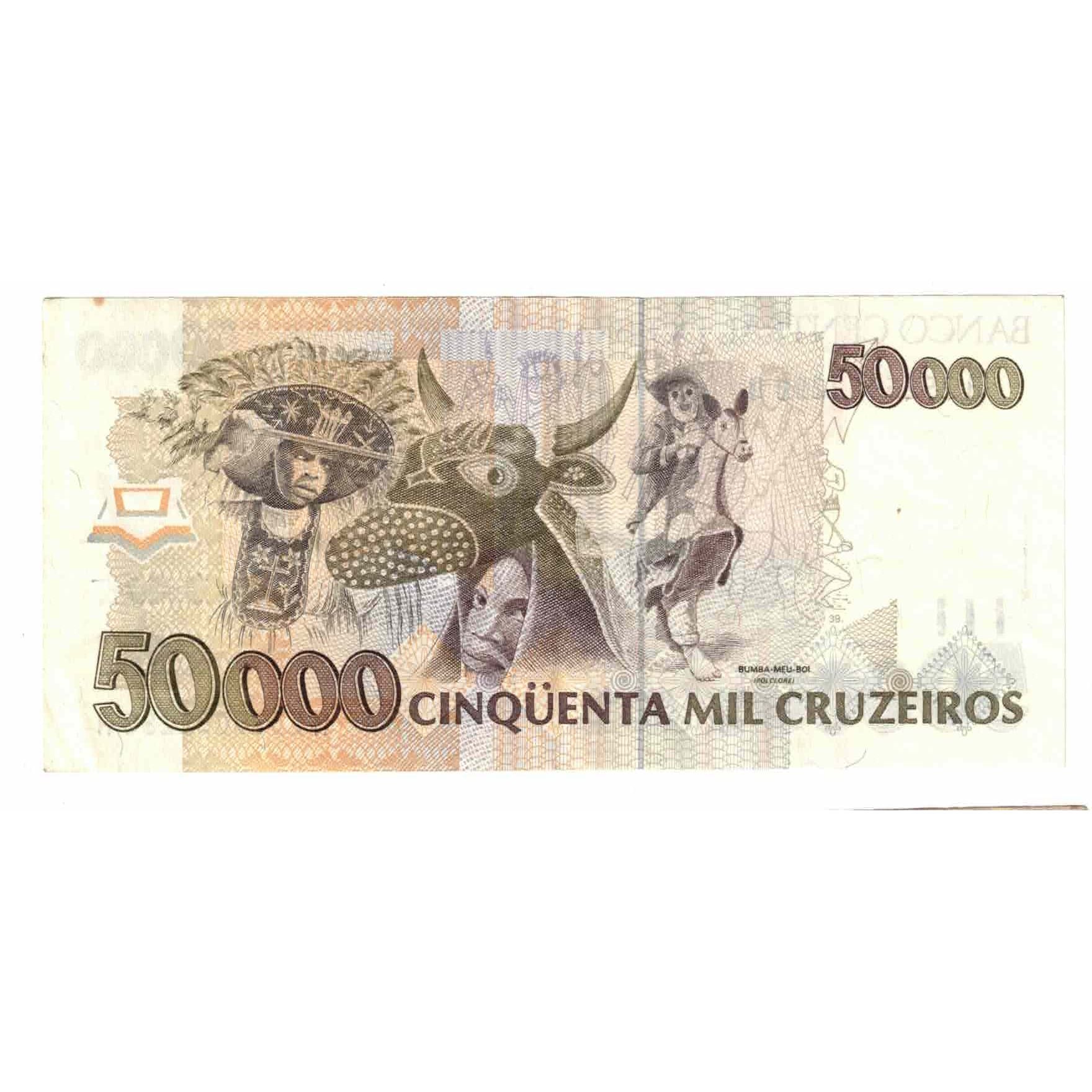 Nota, Brasil, 50,000 Cruzeiros, Undated (1992), KM:234a, AU(55-58)