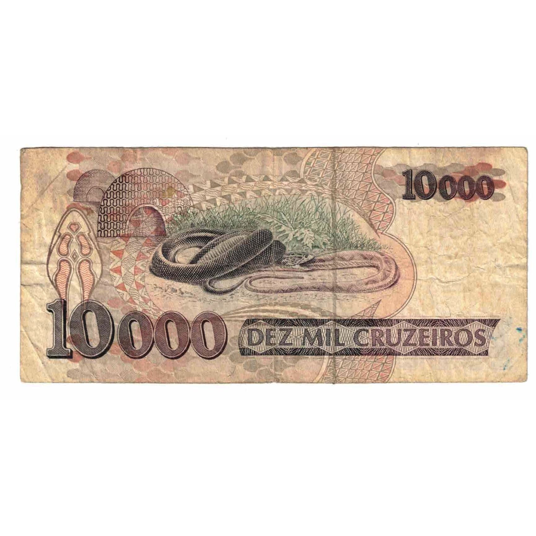 Nota, Brasil, 10,000 Cruzeiros, Undated (1991), KM:233a, VF(20-25)