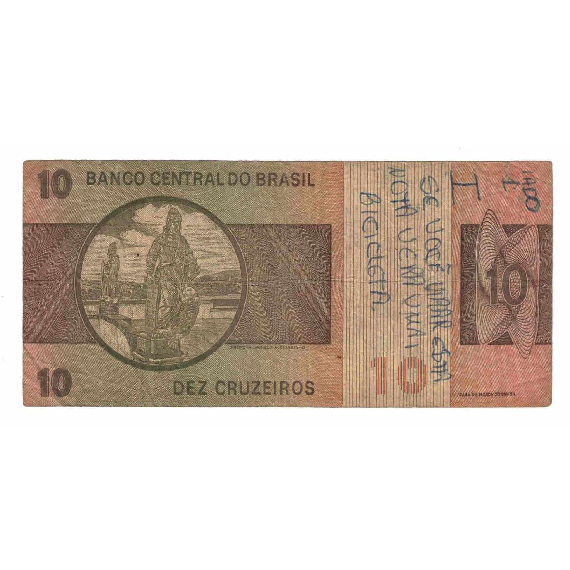 Nota, Brasil, 10 Cruzeiros, Undated (1974), KM:193b, AG(1-3)