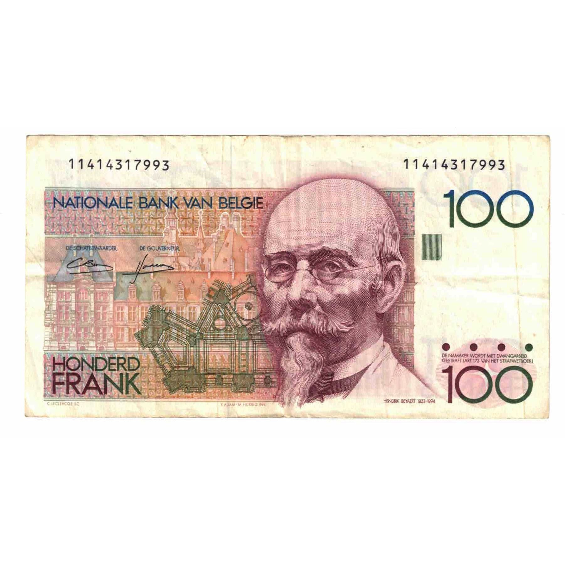 Biljet, België, 100 Francs, KM:142a, TTB