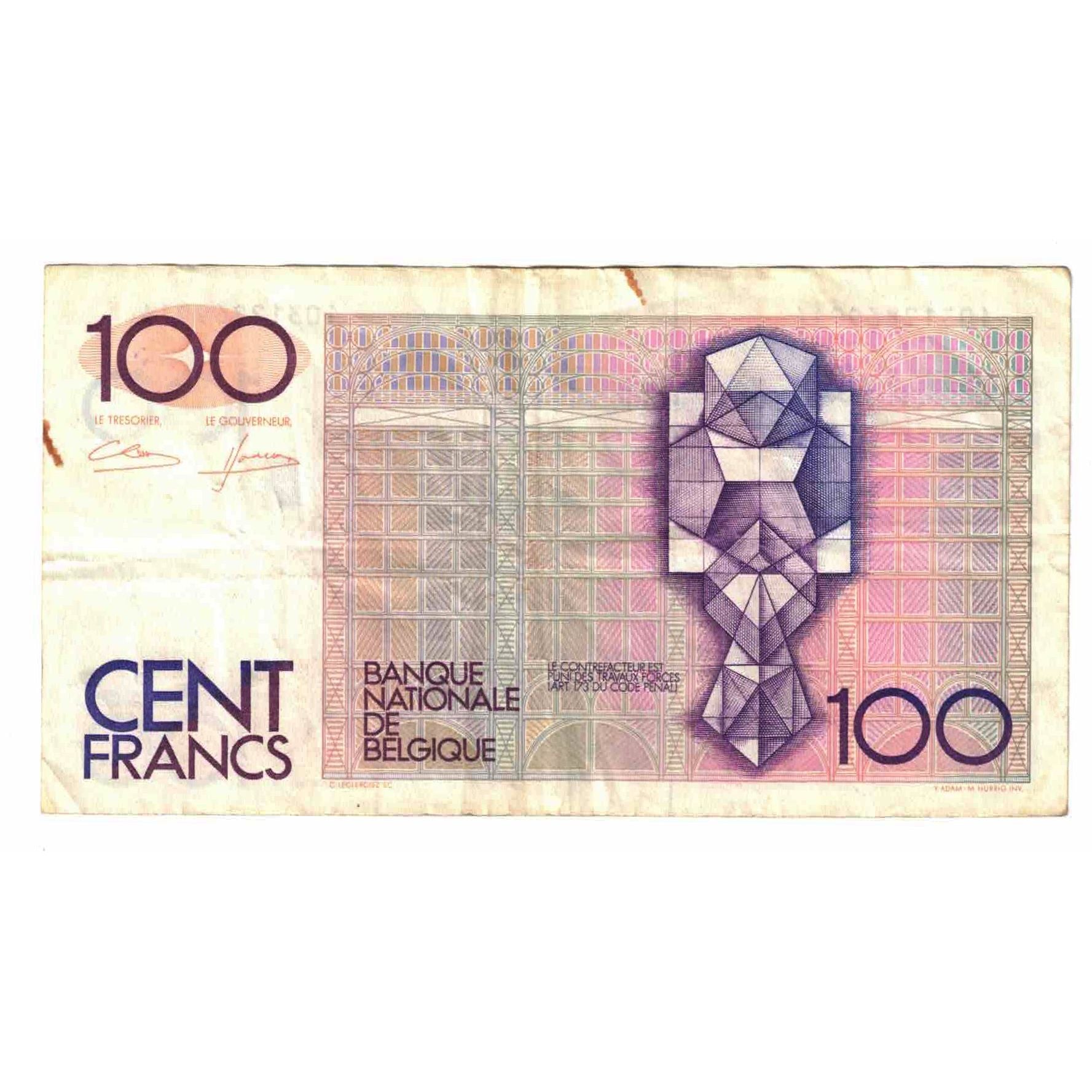 Nota, Bélgica, 100 Francs, KM:142a, VF(30-35)