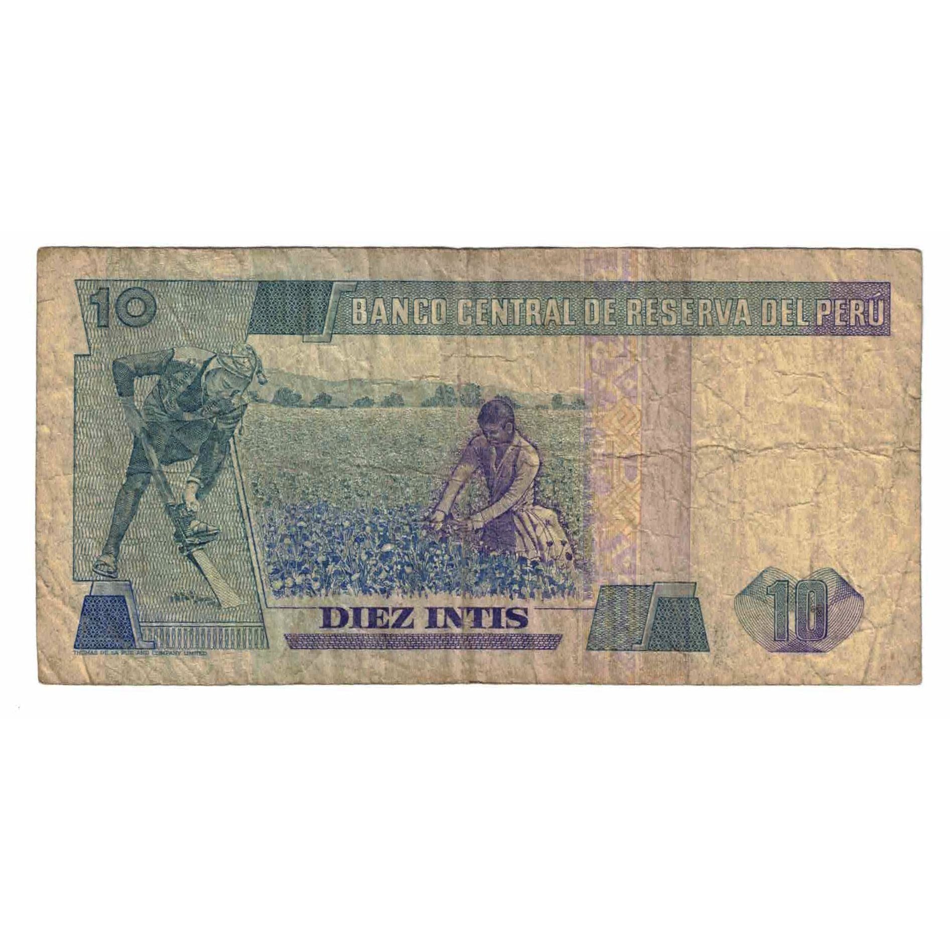 Biljet, Peru, 10 Intis, 1985, 1985-04-03, KM:128, B