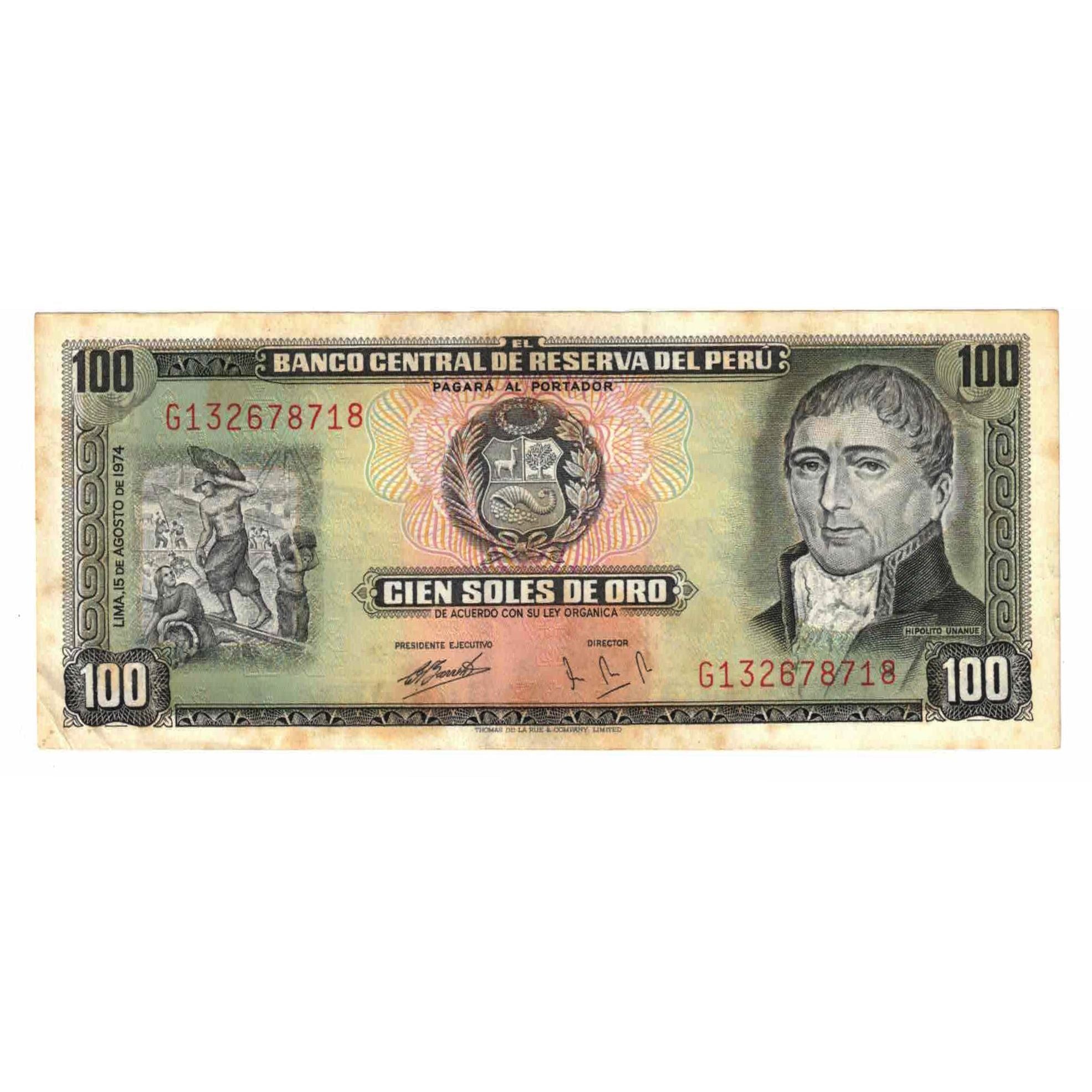 Banknote, Peru, 100 Soles De Oro, 1974, 1974-08-15, KM:102c, AU(55-58)