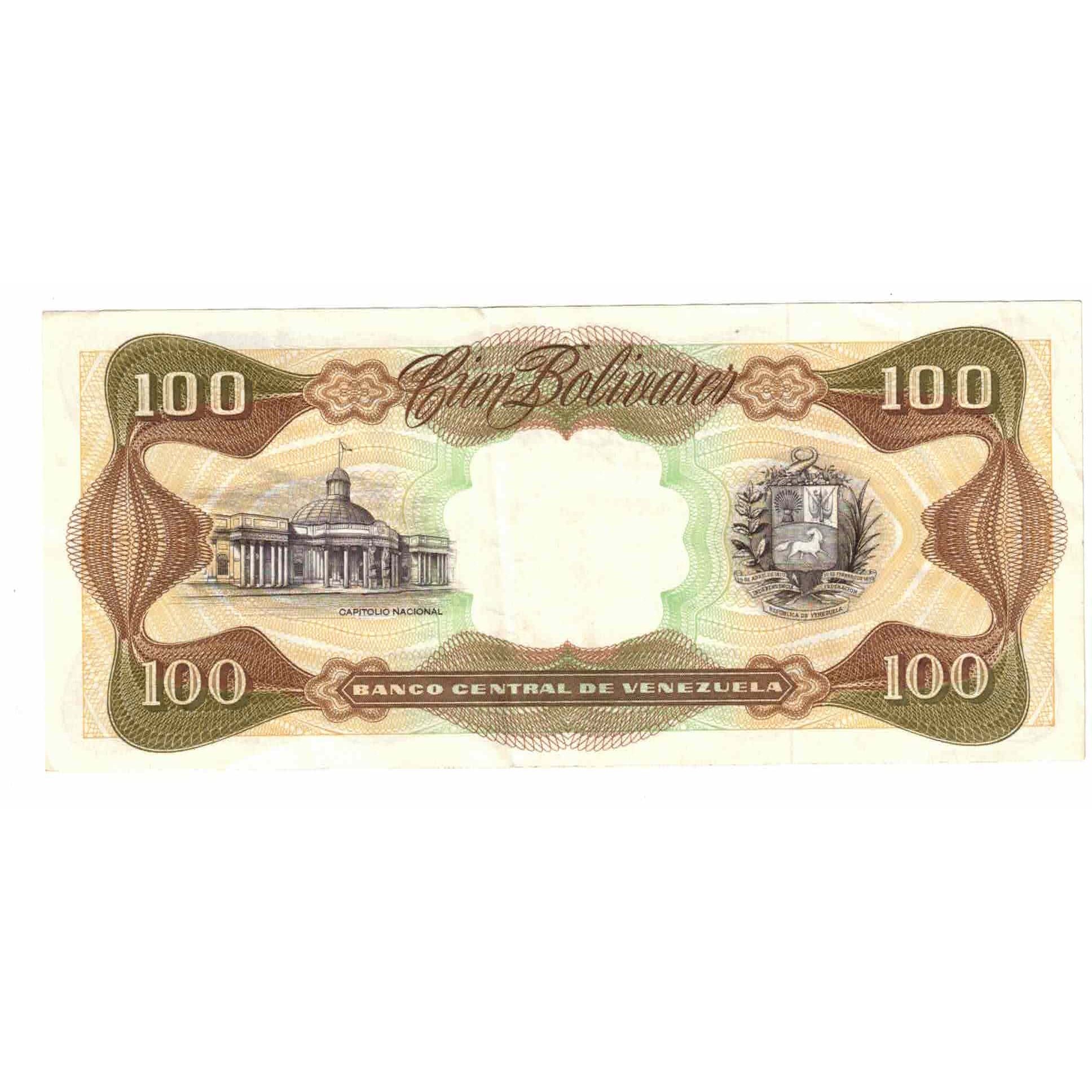 Banknote, Venezuela, 100 Bolivares, 1992, 1992-12-08, KM:66e, AU(55-58)