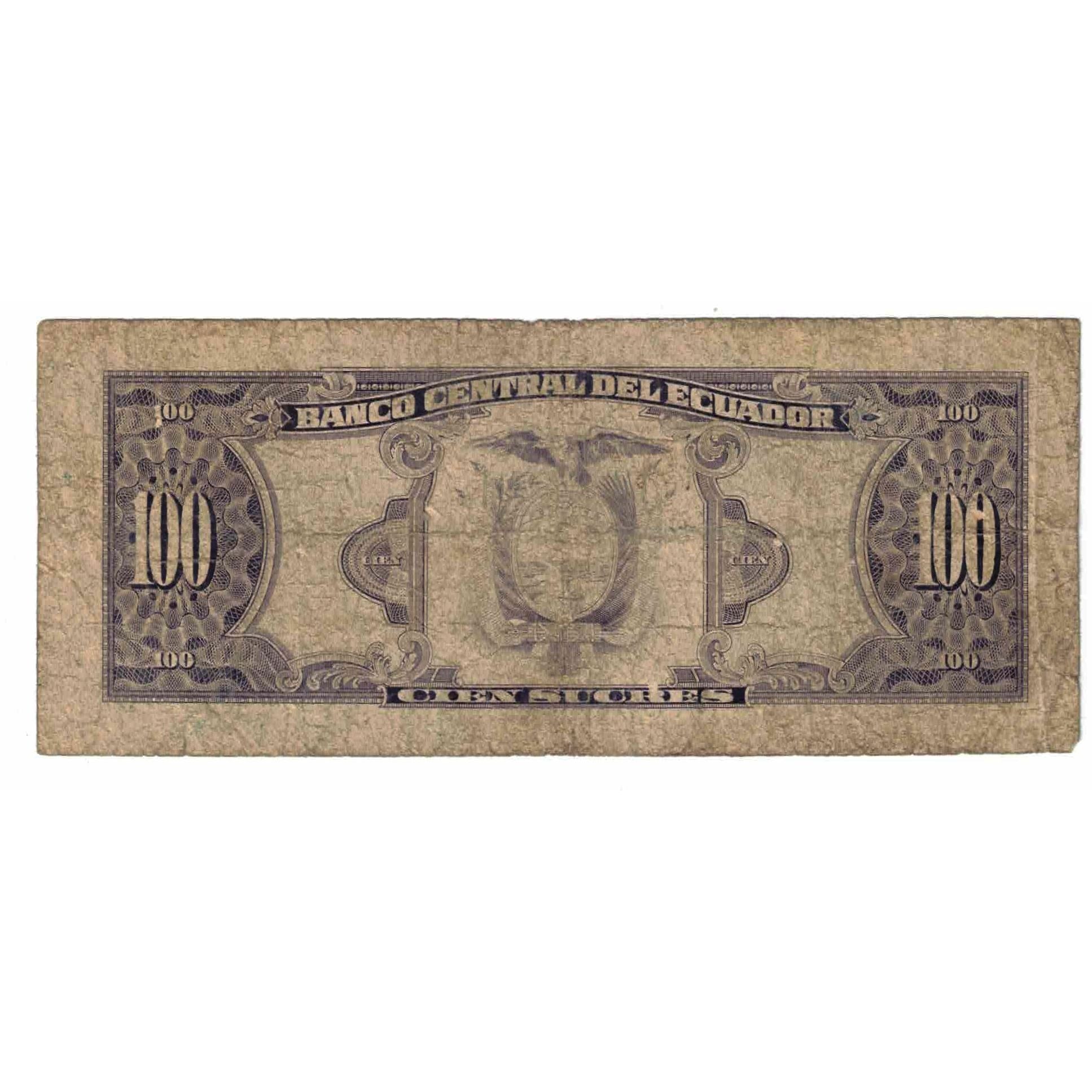 Banknot, Ekwador, 100 Sucres, 1988, 1988-06-08, KM:123Aa, VG(8-10)