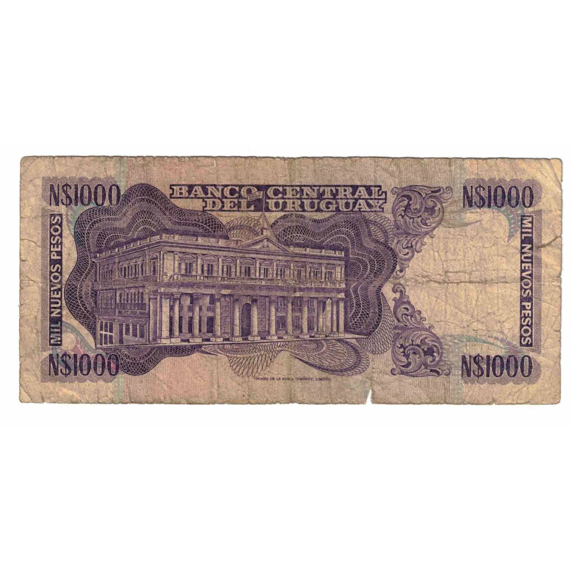 Banknote, Uruguay, 1000 Nuevos Pesos, 1992, KM:64Ab, VG(8-10)