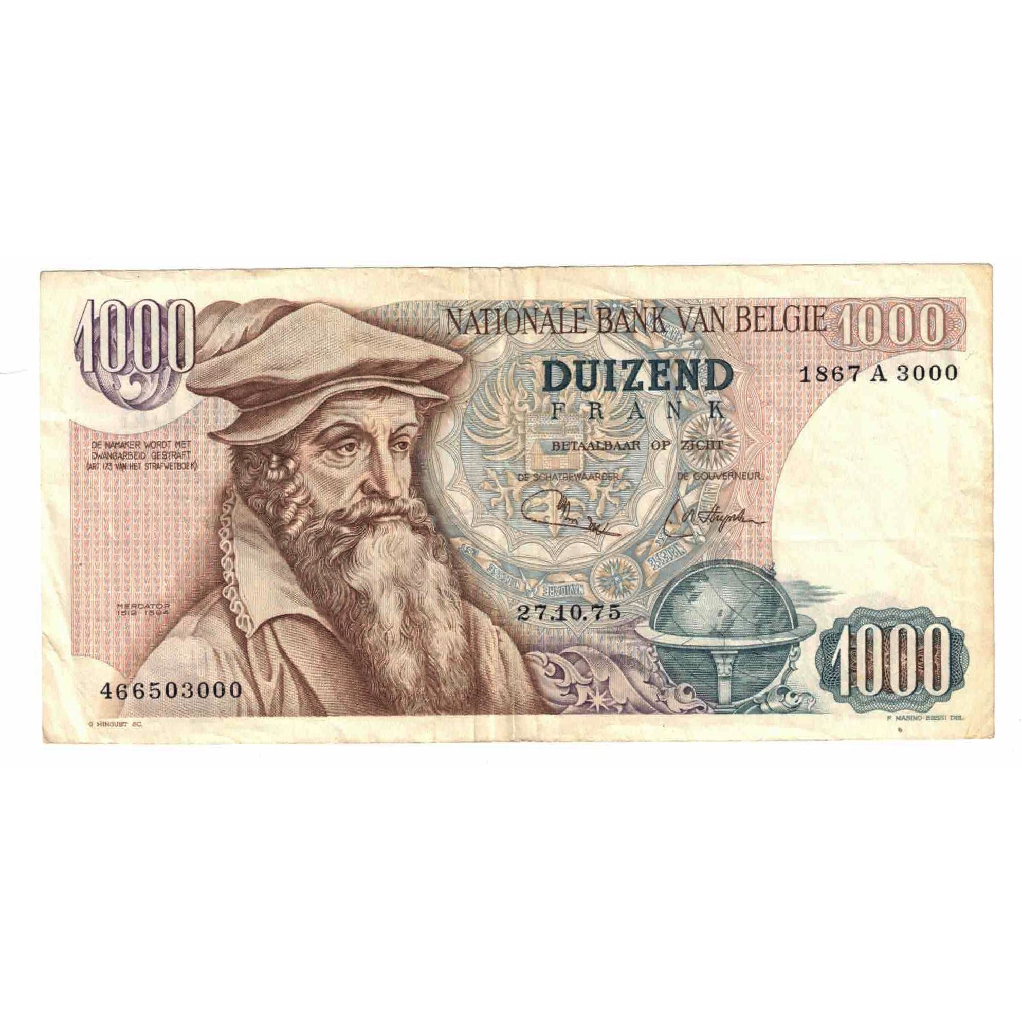 Banknote, Belgium, 1000 Francs, 1975, 1975-10-27, KM:136b, EF(40-45)