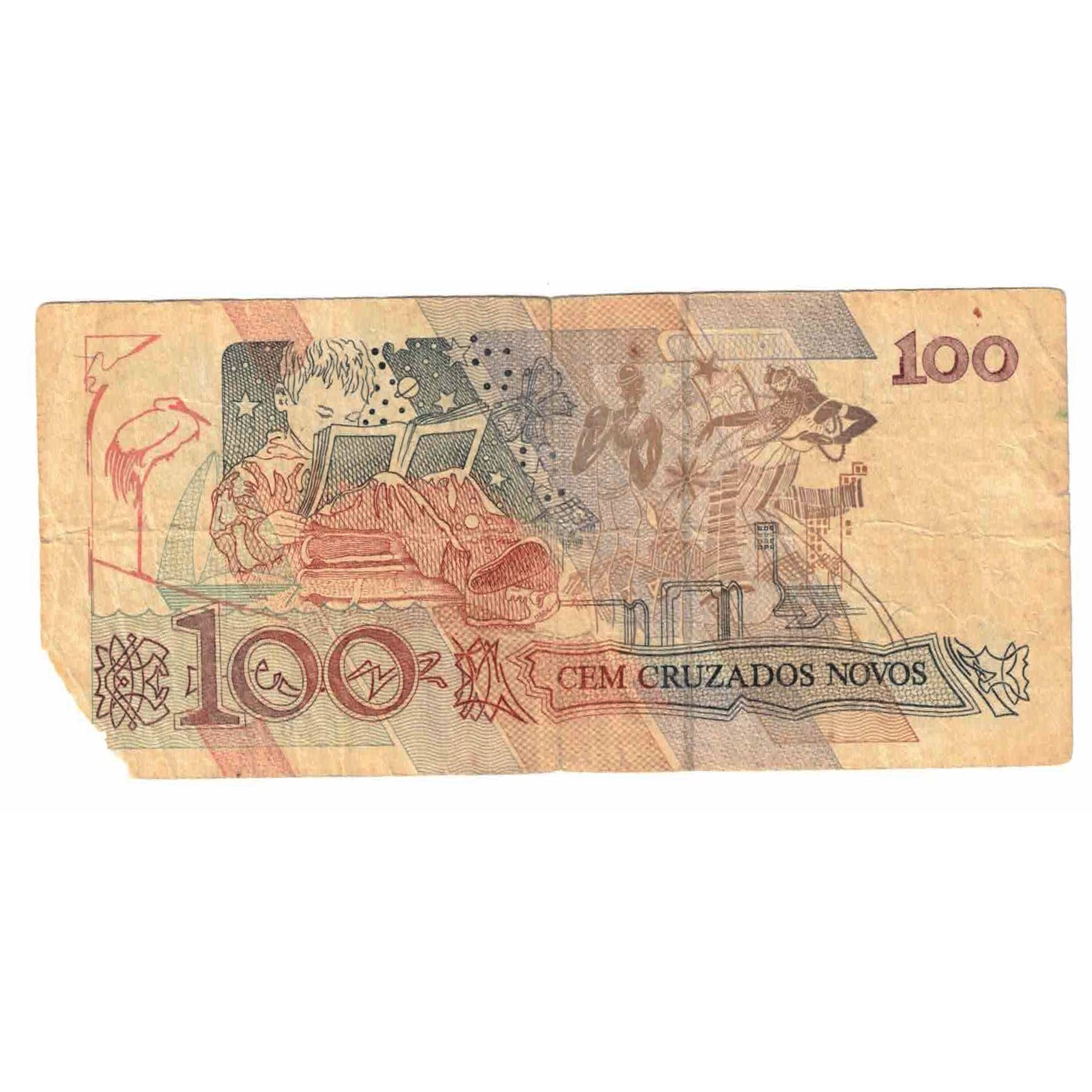 Nota, Brasil, 100 Cruzados Novos, Undated (1989), KM:220a, AG(1-3)