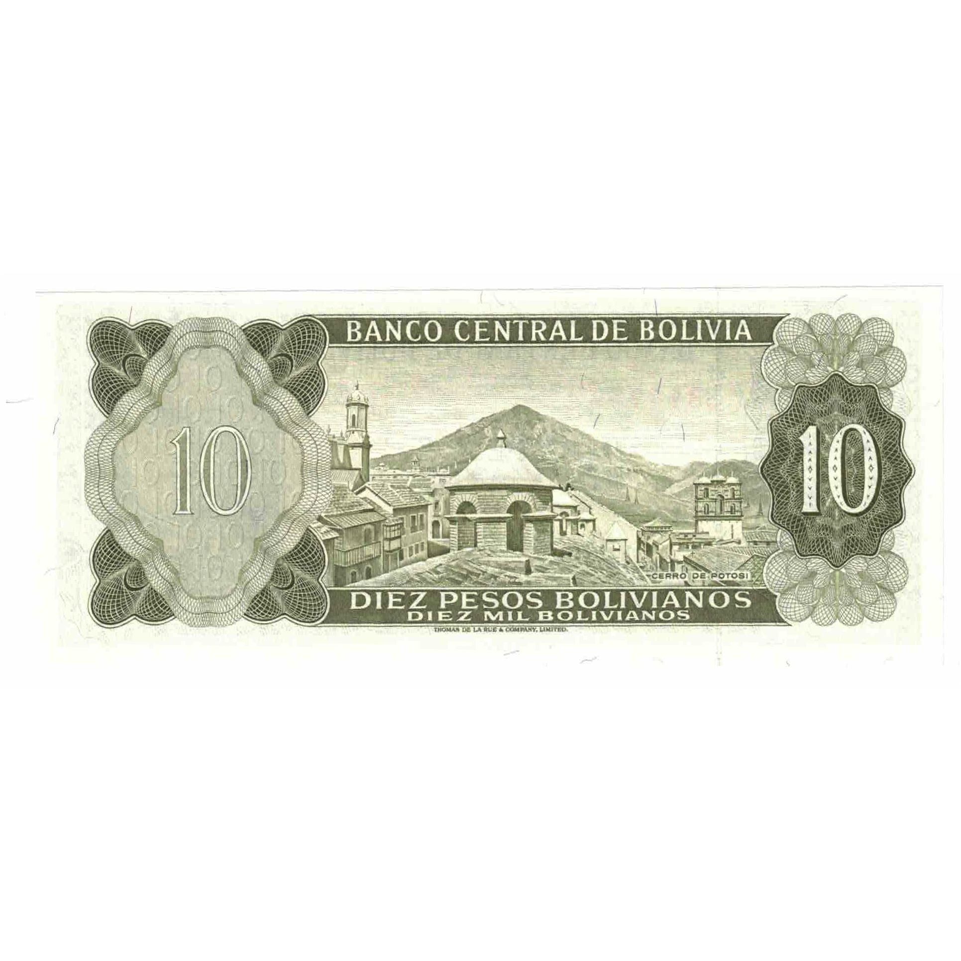 Biljet, Bolivia, 10 Pesos Bolivianos, 1962, 1962-07-13, KM:154a, NIEUW