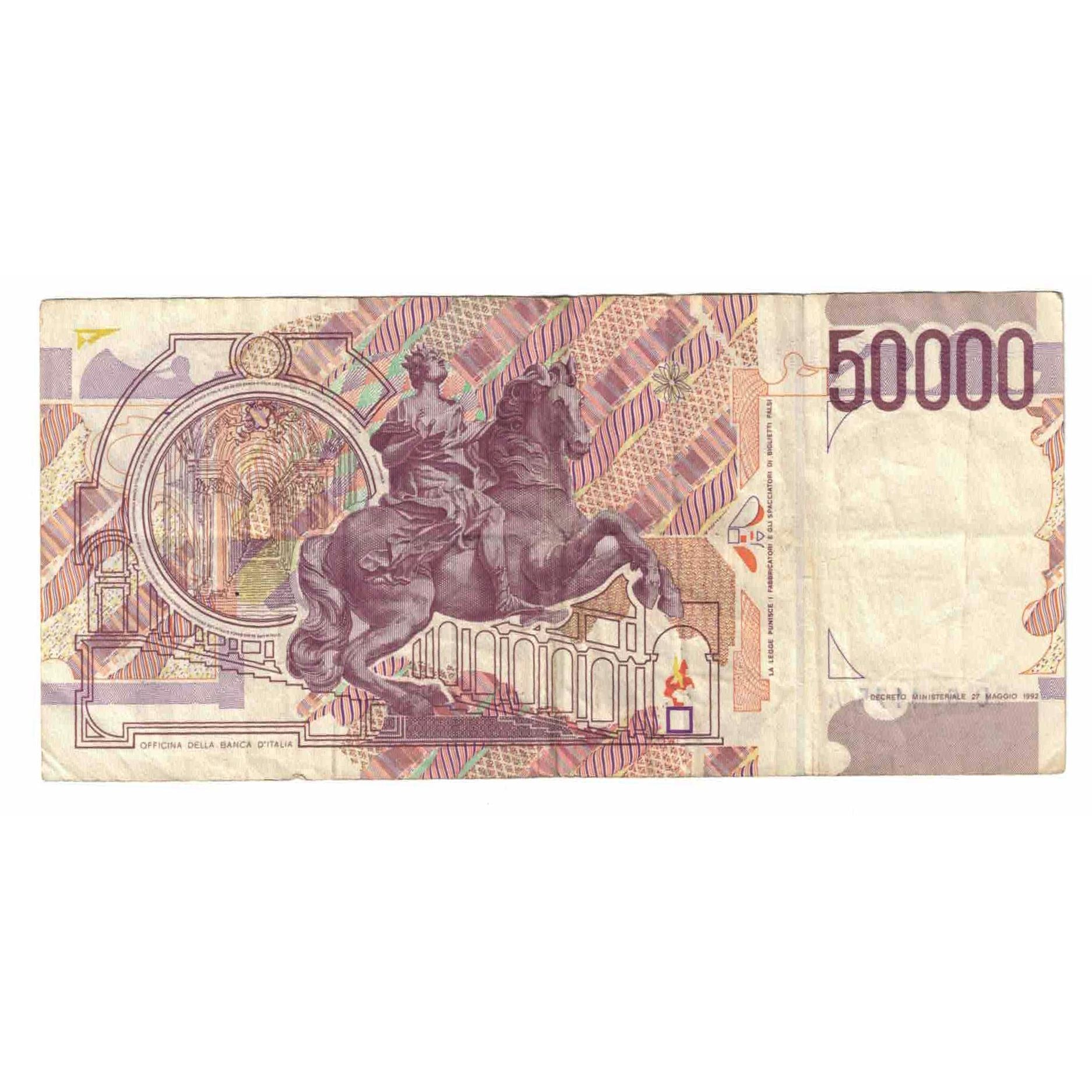 Nota, Itália, 50,000 Lire, 1992, 1992-05-27, KM:116c, EF(40-45)