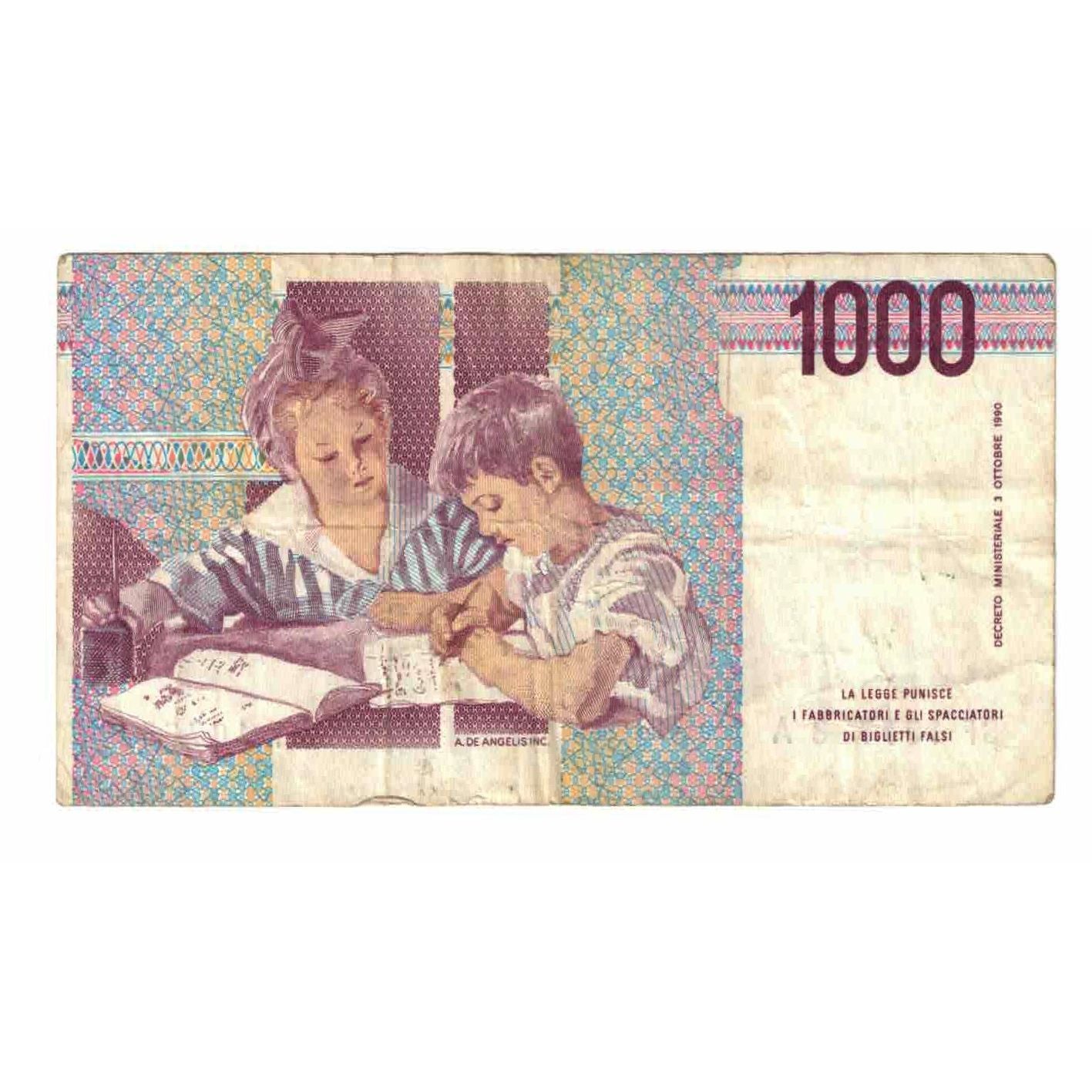 Billete, 1000 Lire, Undated (1996), Italia, KM:114c, BC
