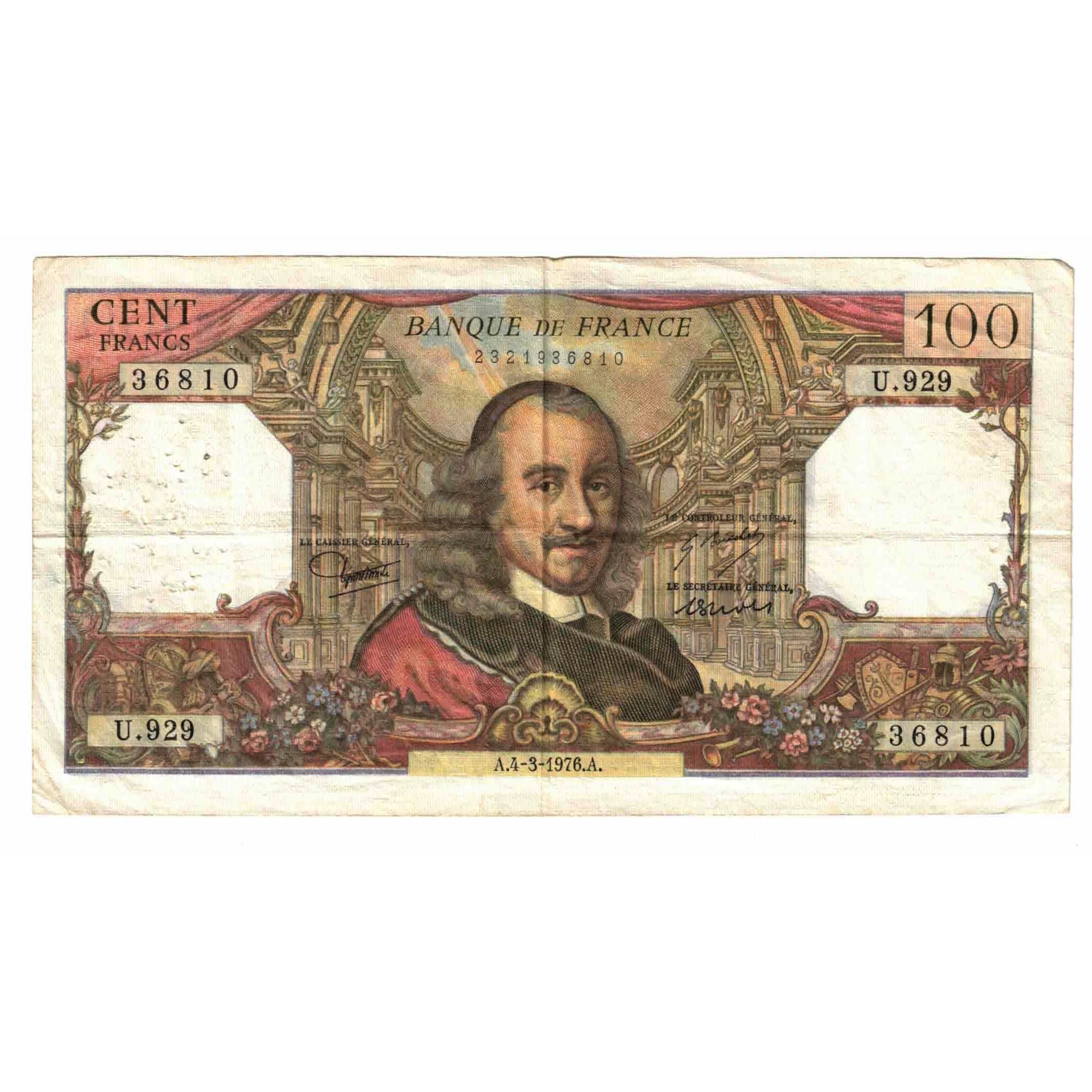France, 100 Francs, Corneille, 1976, U.929, VF(20-25), Fayette:65.52, KM:149f