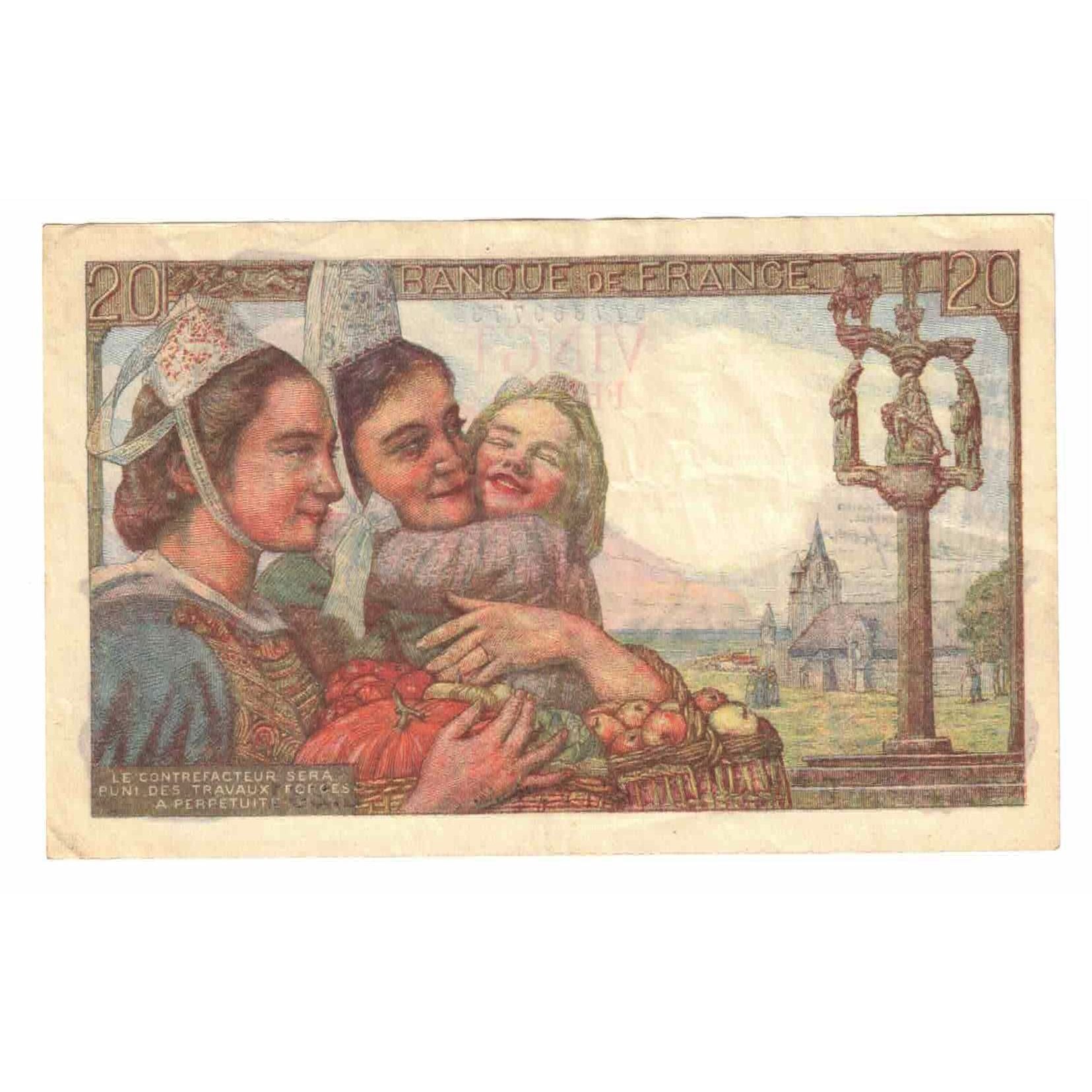 França, 20 Francs, Pêcheur, 1949, F.231, AU(55-58), Fayette:13.16, KM:100c