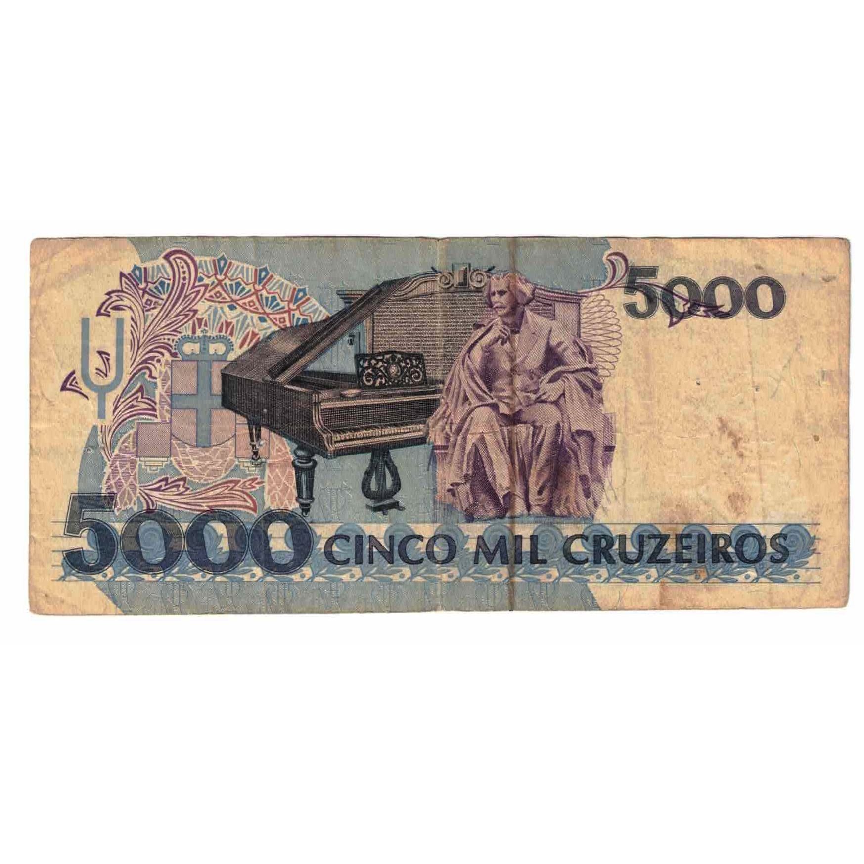 Nota, Brasil, 5000 Cruzeiros, Undated (1990), KM:232a, VF(20-25)
